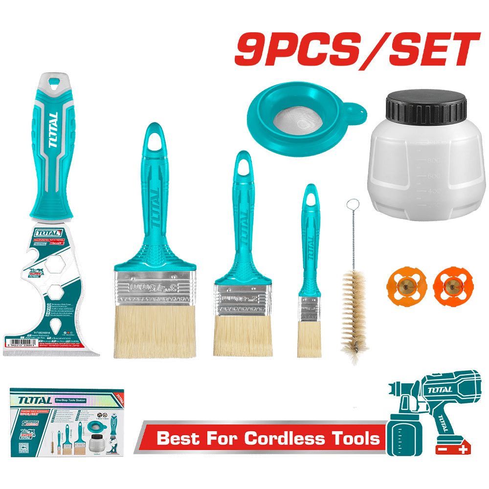 SET DE BROCHAS + ACCESORIOS P/PINTAR 9PCS