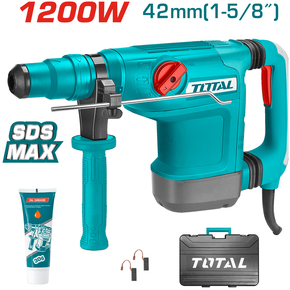 ROTOMARTILLO SDS-MAX 42MM 1200W 514RPM 1350-2950BPM 2-10J MALETIN INDUSTRIAL