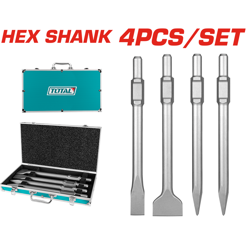 SET DE CINCELES HEX 4PCS 400MM + MALETIN ALUMINIO