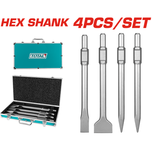 SET DE CINCELES HEX 4PCS 400MM + MALETIN ALUMINIO