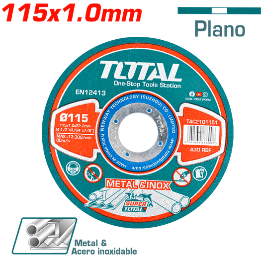 DISCO ABRASIVO/CORTE P/METAL 115x1.0x22.2MM ULTRA DELGADO