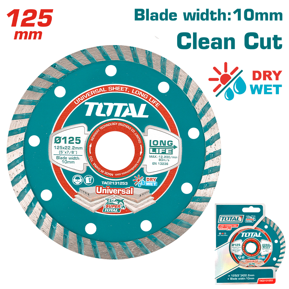 DISCO DIAMANTADO TURBO 125X22.2MM ANCHO: 10MM HUMEDO/SECO