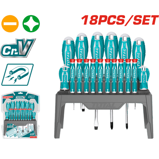 SET DESTORNILLADORES +PRECISION 18PCS CR-V MAGNETICO + SOPORTE