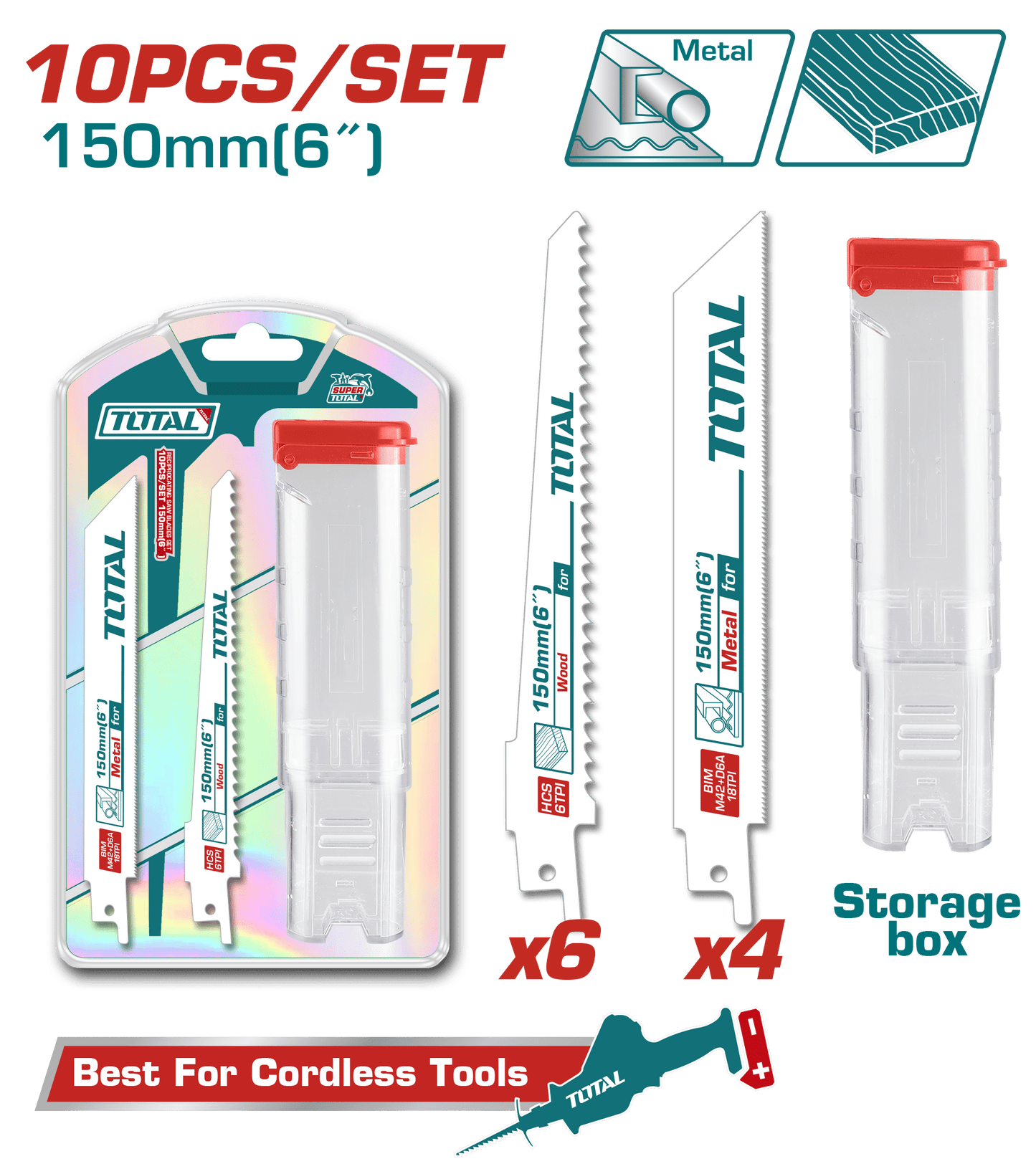SET CUCHILLAS SIERRA SABLE 10PCS 150MM BIMETALICA HCS