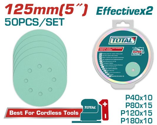 SET LIJAS P40/P80/P120/P180 50PCS CIRCULAR 125MM INDUSTRIAL