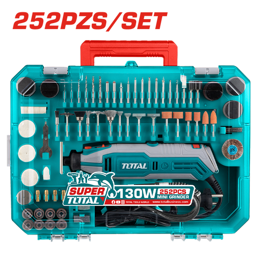 RECTIFICADOR 130W 10000-35000RPM COL:3.2/2.3MM + ACCESORIOS 252PCS EN MALETING
