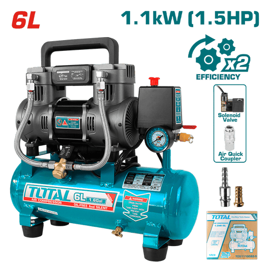 COMPRESORA OIL-FREE 06L 1.5HP 67DB 8BAR 3400RPM