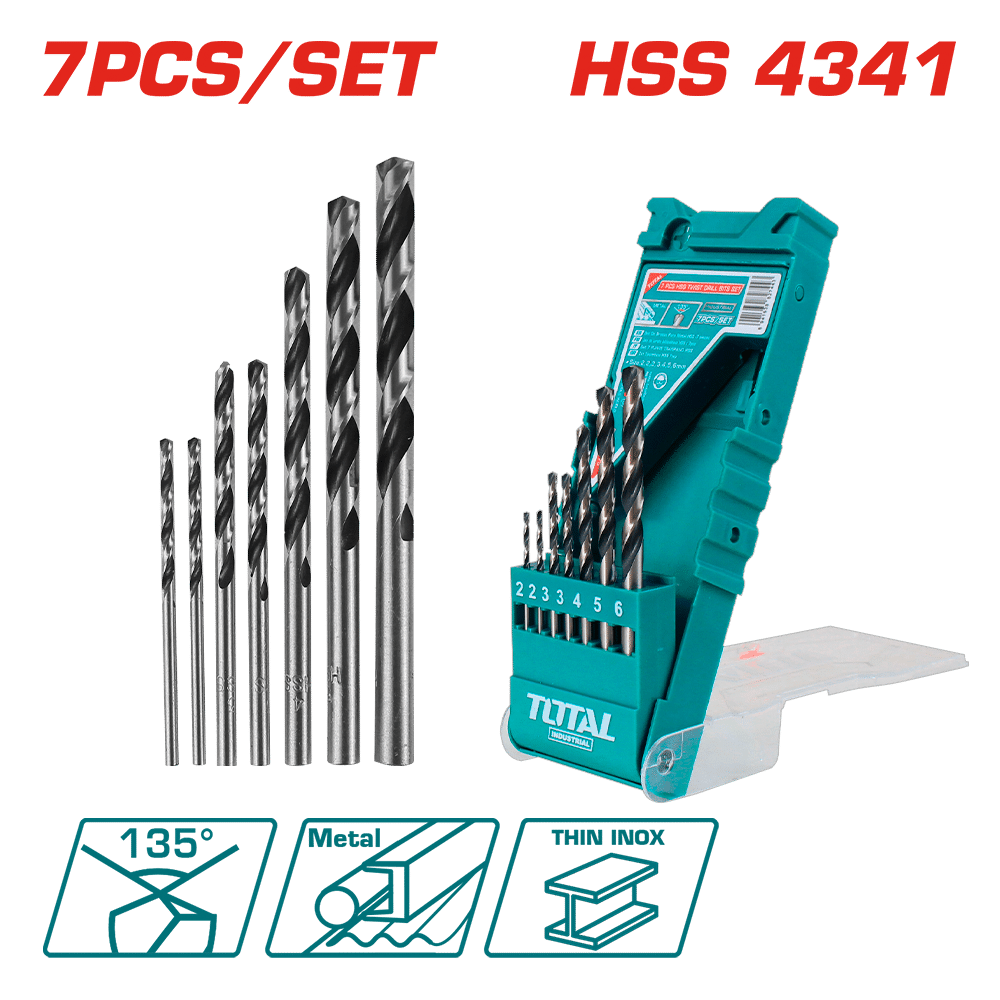 SET DE BROCAS HSS 07PCS EN ESTUCHE