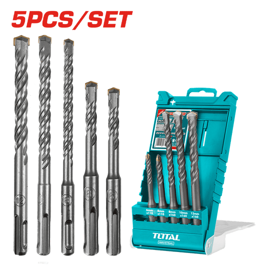 SET DE BROCAS SDS PLUS PARA ROTOMARTILLO 5PCS ESTUCHE PLASTICO