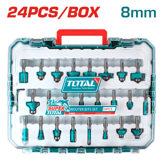 SET DE PUNTAS PARA RUTEADORA 08MM 24PCS EN MALETIN INDUSTRIAL