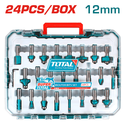 SET DE PUNTAS PARA RUTEADORA 12MM 24PCS EN MALETIN INDUSTRIAL