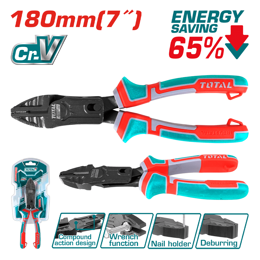 ALICATE COMBINADO ACC COMPUESTA 180MM(7PULG) CR.V MEJ:65% INDUSTRIAL