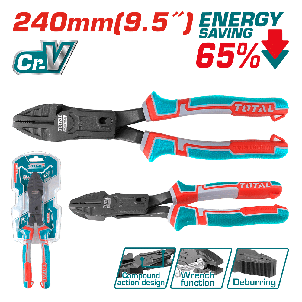 ALICATE COMBINADO ACC COMPUESTA 240MM(9.5PULG) CR.V MEJ:65% INDUSTRIAL