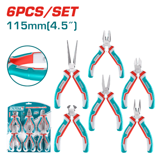 SET DE ALICATES MINI 6PCS MANGO BICOLOR BLISTER
