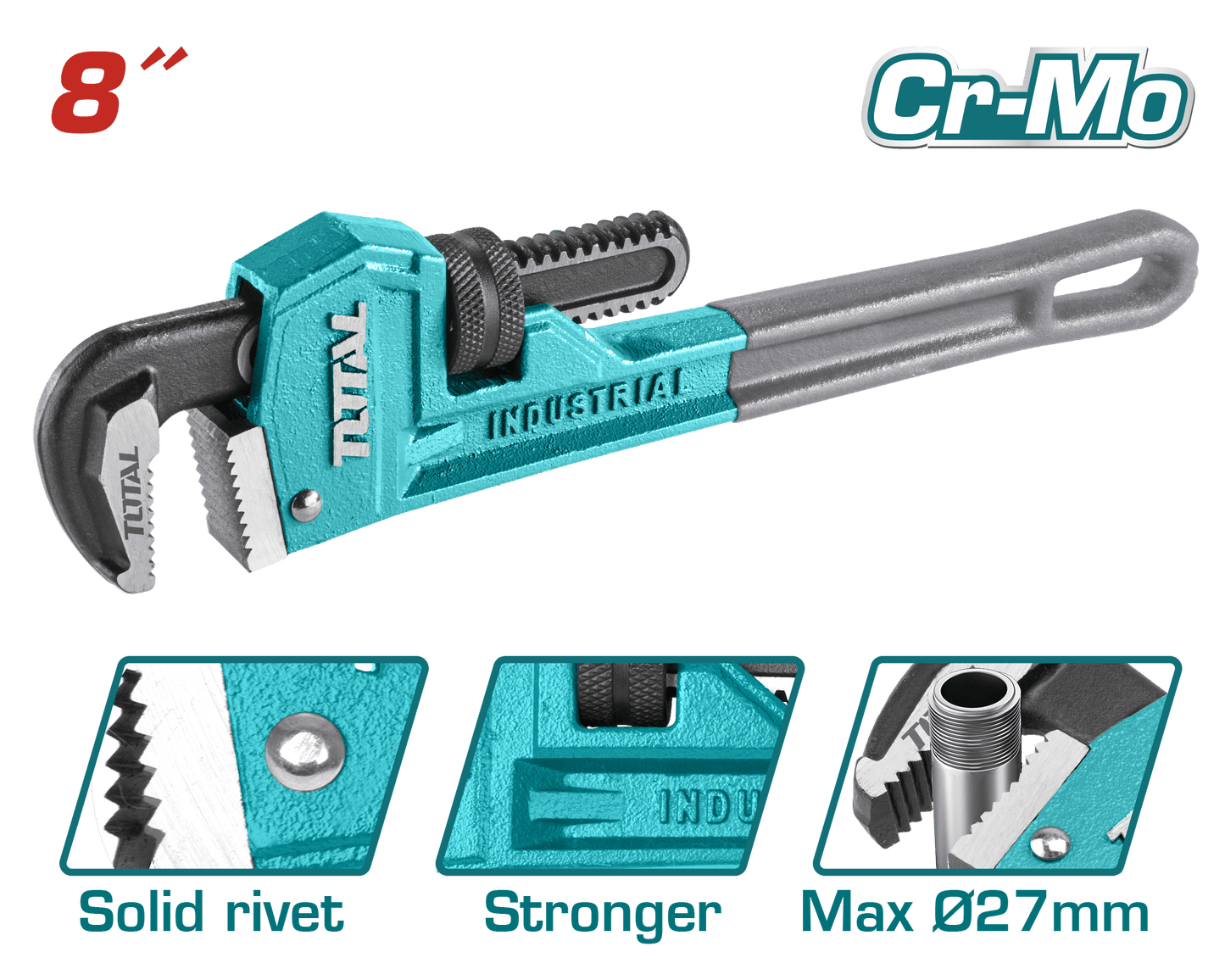 LLAVE STILLSON 08'' 200MM MAX 27MM ACERO AL CARBON INDUSTRIAL