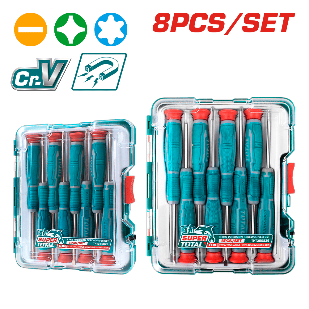 SET DESTORNILLADORES DE PRECISION 08PZS CR-V MAGNETICO ESTUCHE INDUSTRIAL