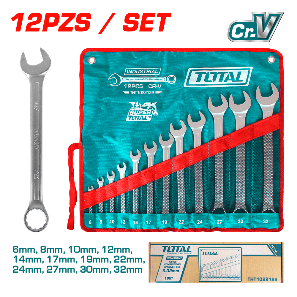 SET LLAVES COMBINACION 12PCS CR.V 6-32MM BOLSA DE LONA INDUSTRIAL