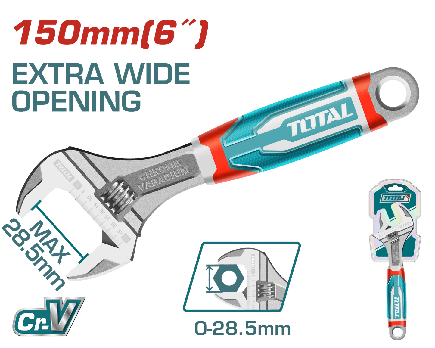 LLAVE AJUSTABLE 150MM 6'' 0-28.5MM CRV INDUSTRIAL