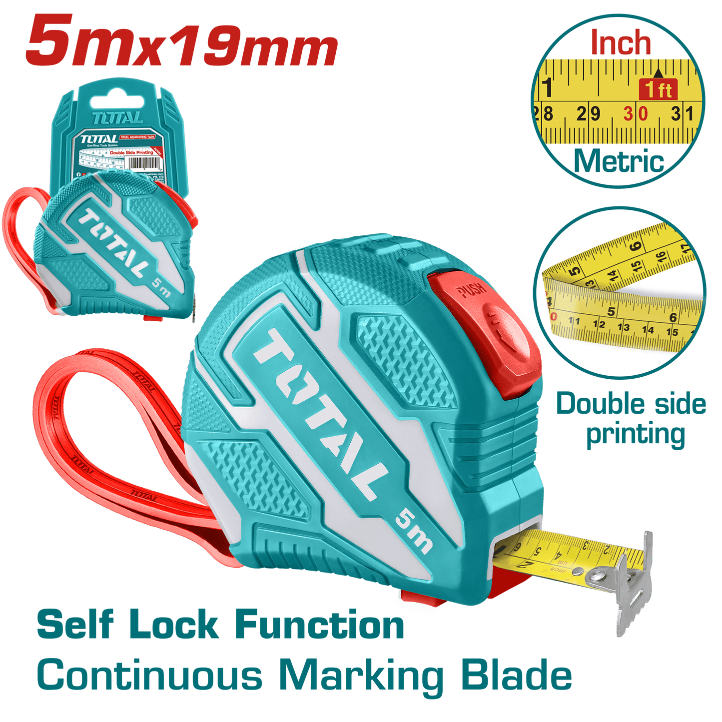 CINTA METRICA DE ACERO/ABS DOBLE LADO 5MX19MM