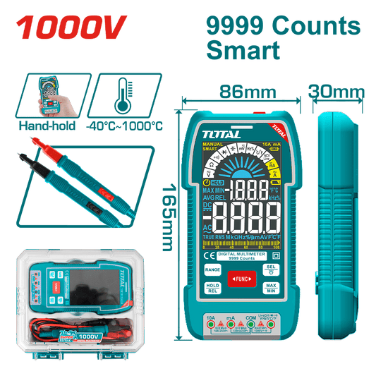 MULTIMETRO DIGITAL 9999 CONTEOS SMART 1000V COLOR INDUSTRIAL