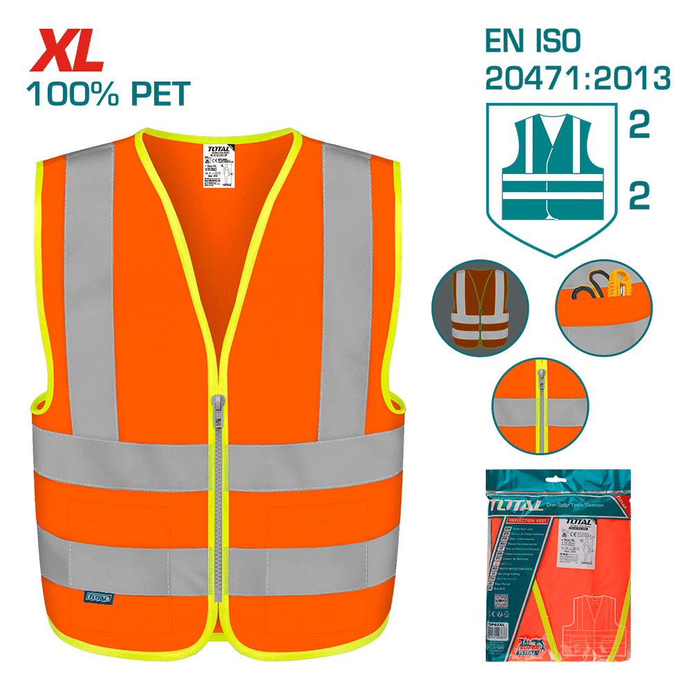 CHALECO REFLECTIVO 100% PET EN471 CLASE 2 XL NARANJA