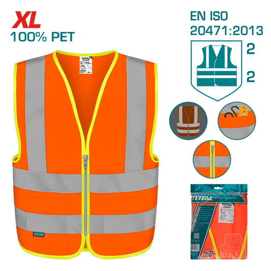 CHALECO REFLECTIVO 100% PET EN471 CLASE 2 XL NARANJA