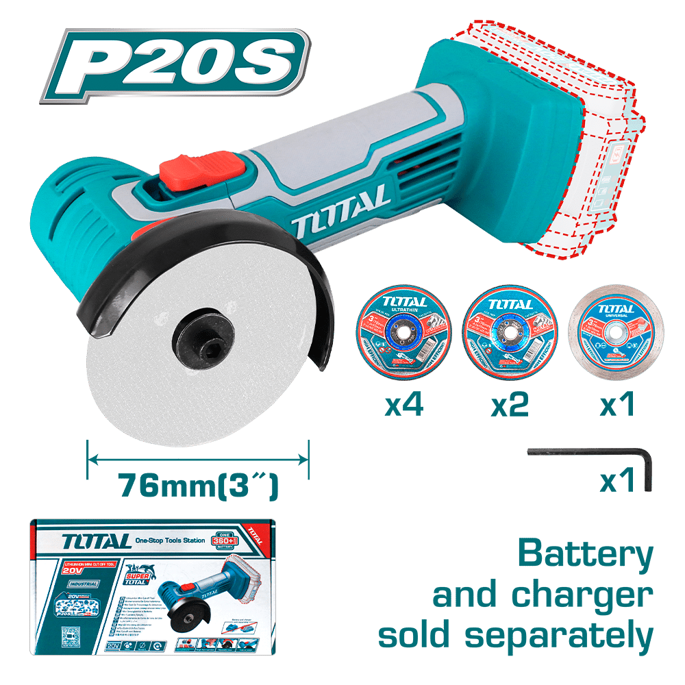 MINI CORTADORA 20V 19500RPM 3''(76MM) M6 CON DISCOS INDUSTRIAL
