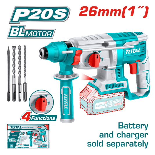 ROTOMARTILLO SDS+ 26MM 20V 2.5J 0-5000BPM BRUSHLESS 4FUNC INDUSTRIAL