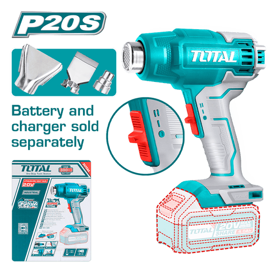 PISTOLA CALOR LI-ION 20V 300/550C 100/200 L/MIN +ACC MALETIN INDUSTRIAL