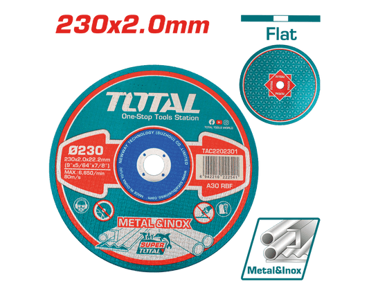 DISCO ABRASIVO/CORTE P/METAL 230X2.0X22.2MM PLANO