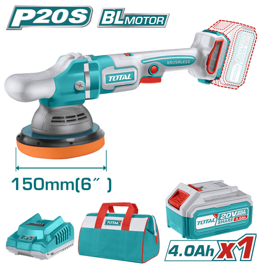 PULIDORA ANGULAR 20V 150MM(6'') 2000-45000RPM BRUSHLESS 1X4.0AH MALETIN LONA INDUSTRIAL