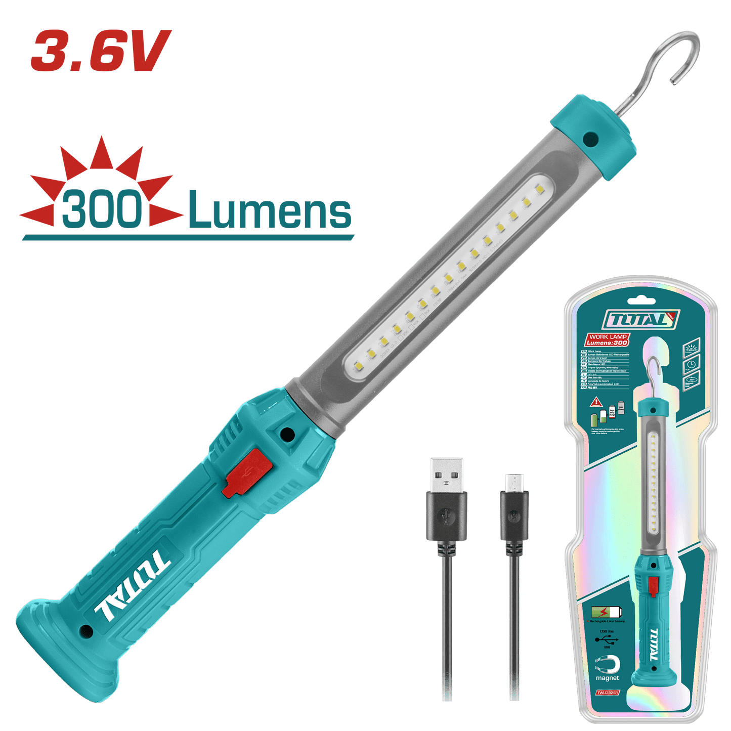 LINTERNA RECARGABLE 3.6V 300 LUM 3.5W USB