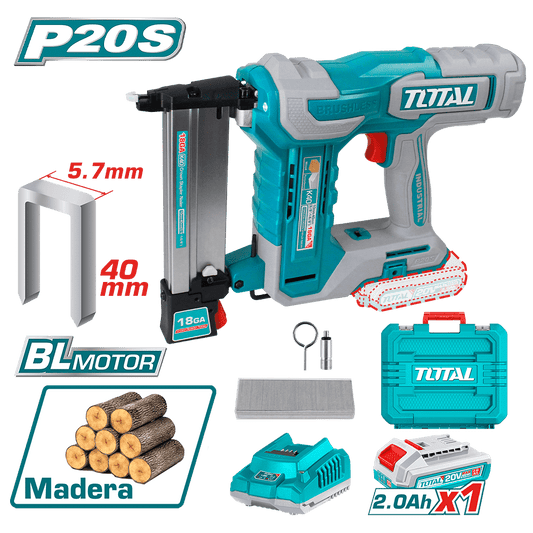 PISTOLA DE GRAPAS 20V K10-K40 3G/S +100GRAPAS 1X2.0AH BRUSHLESS + MALETIN