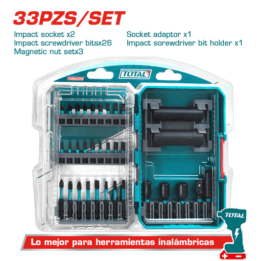 SET PUNTAS Y SOCKET DE IMPACTO 33PCS ESTUCHE INDUSTRIAL