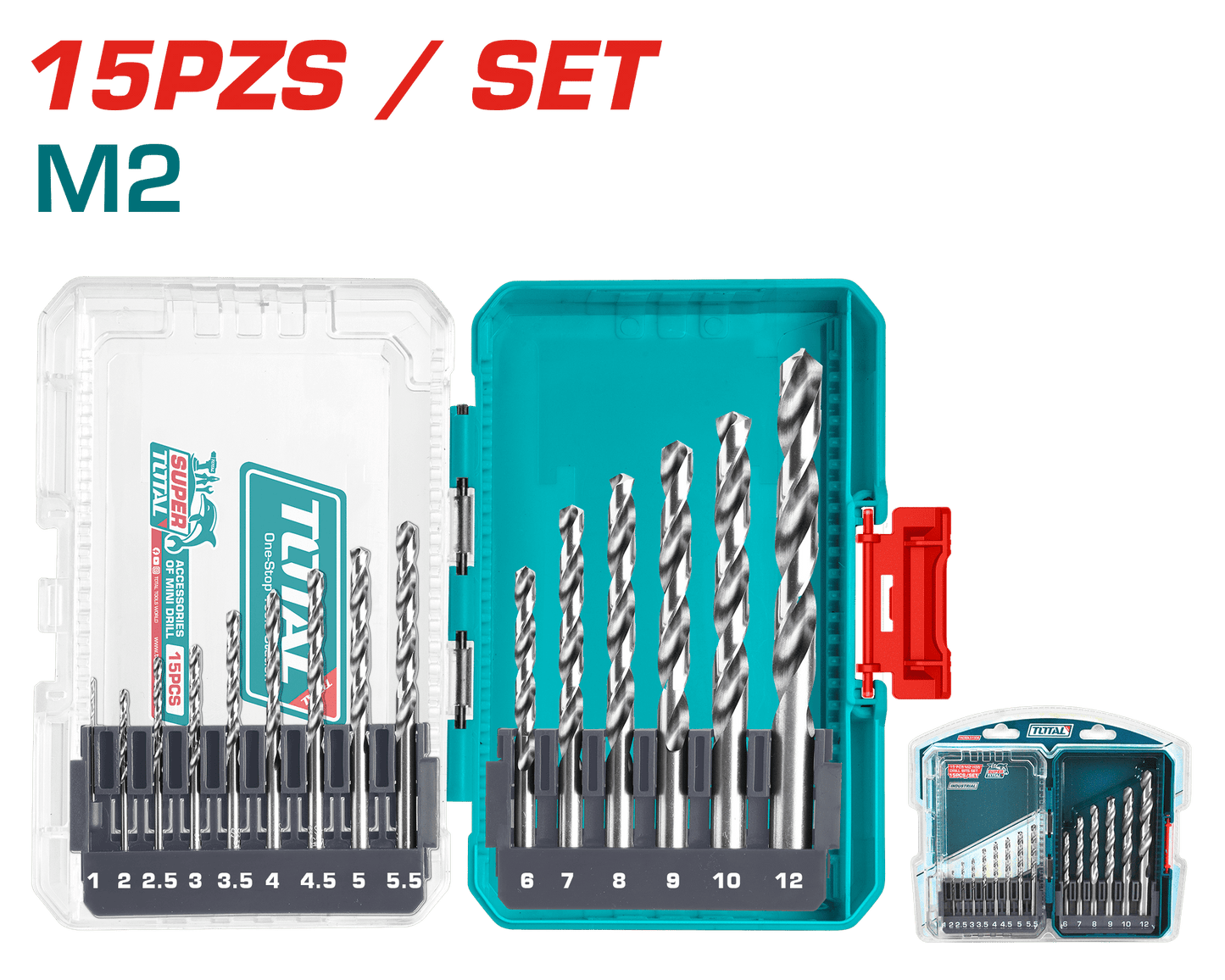 SET DE BROCAS HSS 15PCS 1-12MM M2 ESTUCHE INDUSTRIAL