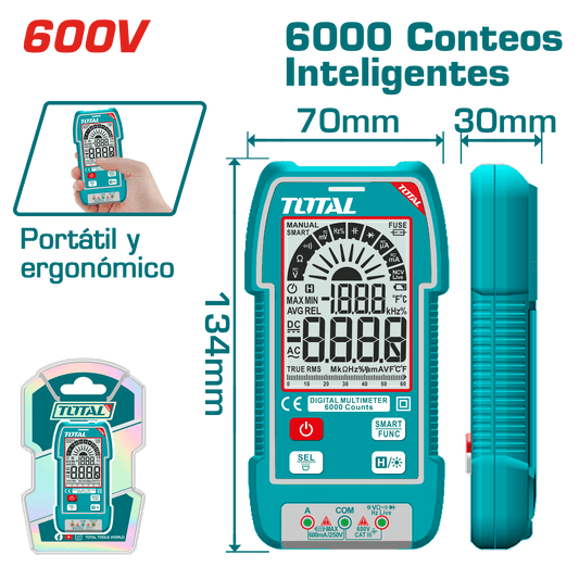 MULTIMETRO DIGITAL 6000 CONTEOS SMART 600V INDUSTRIAL