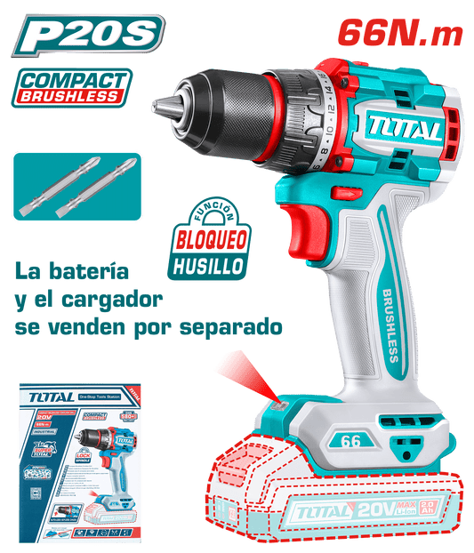 TALADRO 20V 66NM 13MM 22+1 COMPACTO BRUSHLESS INDUSTRIAL
