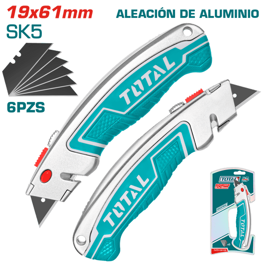 CUCHILLA UTILITARIA HOJA 61X19MM SK5 ALEACIÓN DE ALUMINIO INC:6 HOJAS
