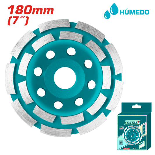 DISCO DIAMANTADO COPA DOBLE FILA DESBASTE 7.0'' (180X22.22MM) HUMEDO