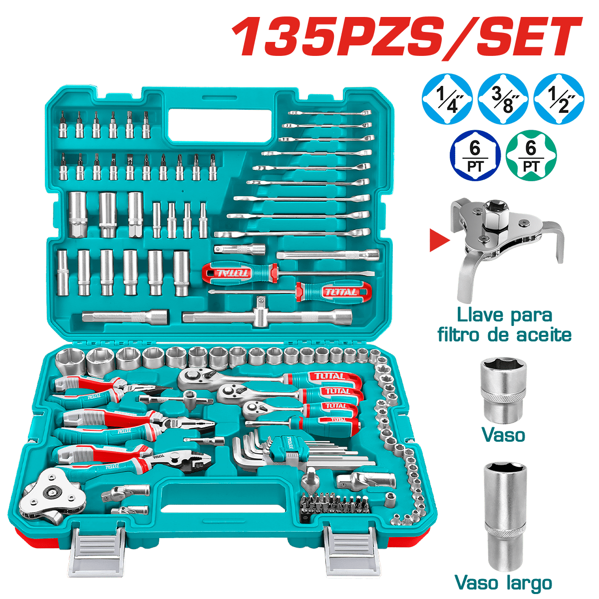 SET HERRAMIENTAS COMBINADAS 135 PZS INC MALETIN INDUSTRIAL