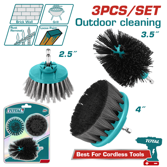 SET DE CEPILLOS MULTIUSOS 1/4'' HEX P/TALADRO 3PCS (INTERMEDIO - DURO