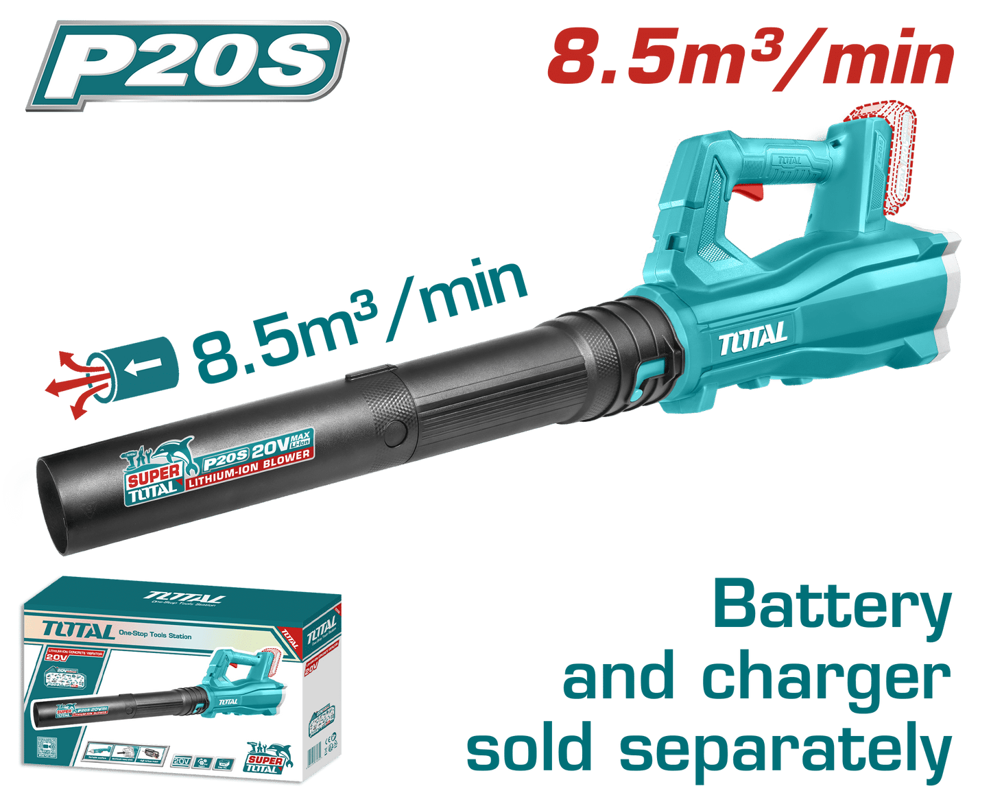 SOPLADORA LI-ION 20V 8.5M3/MIN MAX:115KM/H 15000/MIN