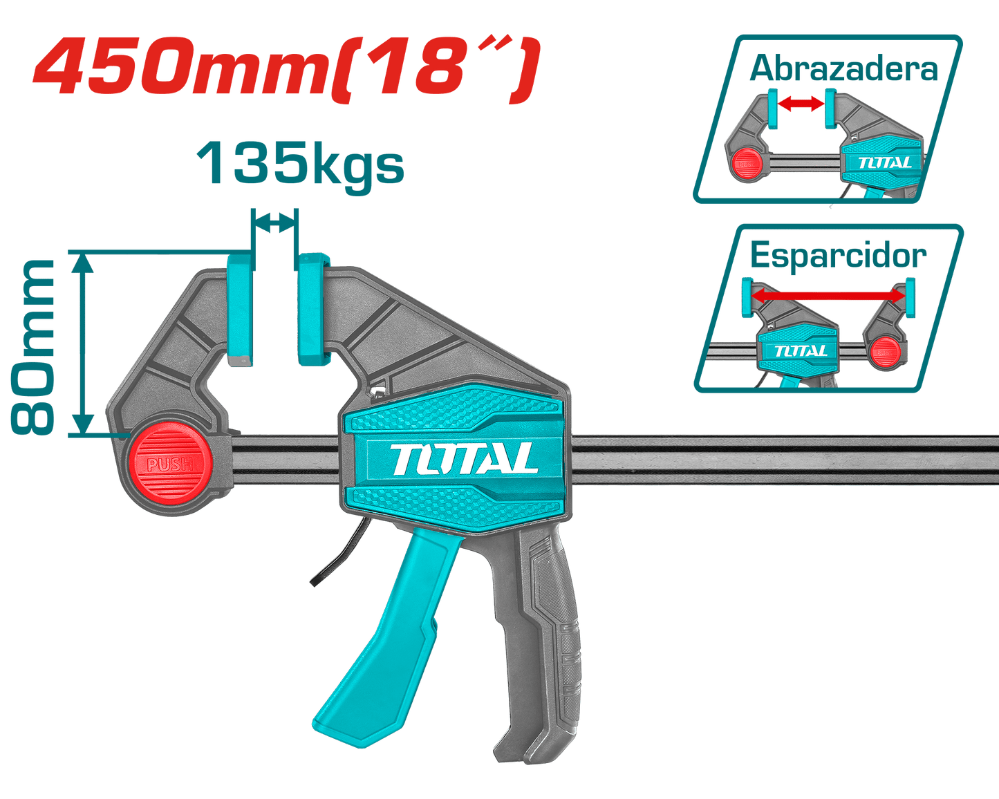 PRENSA F RÁPIDA 80X450MM (18'') 60KG REGLA 6X18MM