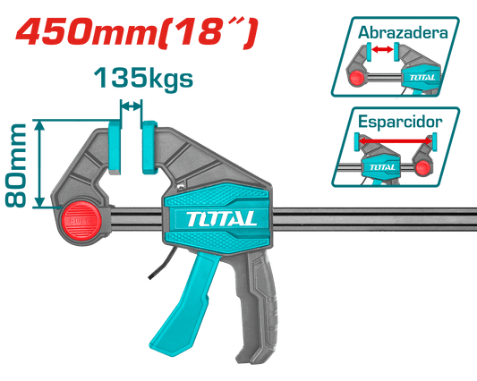 PRENSA F RÁPIDA 80X450MM (18'') 60KG REGLA 6X18MM