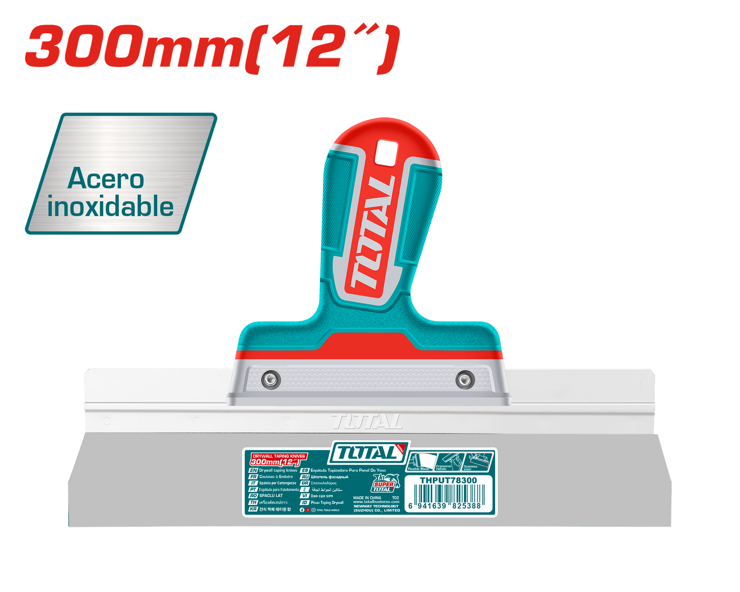 ESPATULA PARA DRYWALL 12'' (300MM) HOJA:0.5MM ACERO INOX INDUSTRIAL