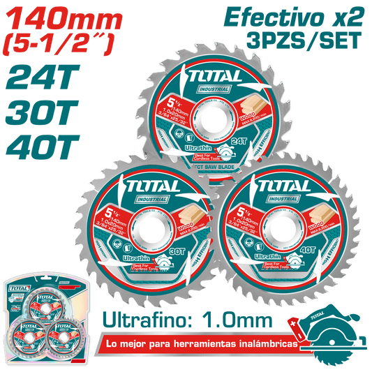 SET DISCOS DENTADOS 140MM 3PCS 24T/30T/40T EFFX2 ULTRA DELGADO: 1MM IN