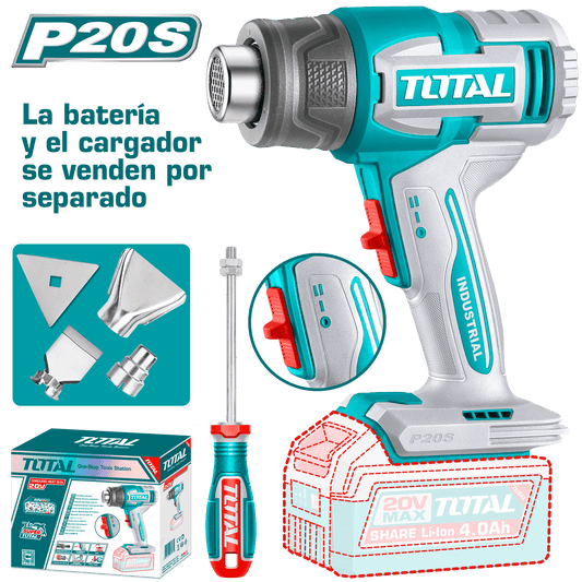 PISTOLA CALOR 20V 300/550C 100/200 L/MIN +ACC INDUSTRIAL