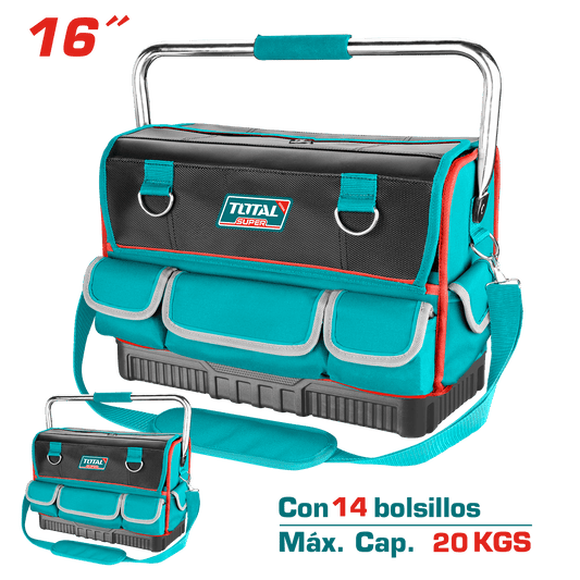 MALETIN DE HERRAMIENTAS 16PULG 14 BOLSILLOS MAX 20KG POLIESTER 1680D AN