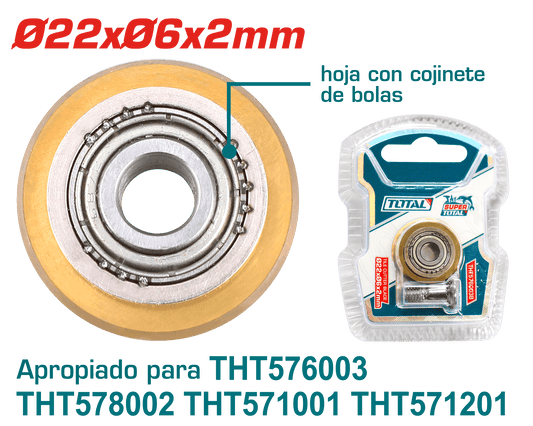 CUCHILLA CORTAMAYOLICA 22X6X2MM TUNGSTENO C/RODAJES