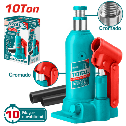 GATA BOTELLA 10TON ALTURA 220-488MM PISTON NIQUELADO INDUSTRIAL